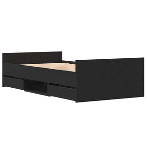 Sängram med huvudgavel Svart ek 90 x 190 cm Konstruerat trä