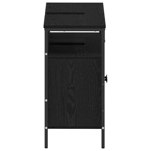 Badrumsskåp med handfat med lagring Svart ek 80 x 30 x 60 cm