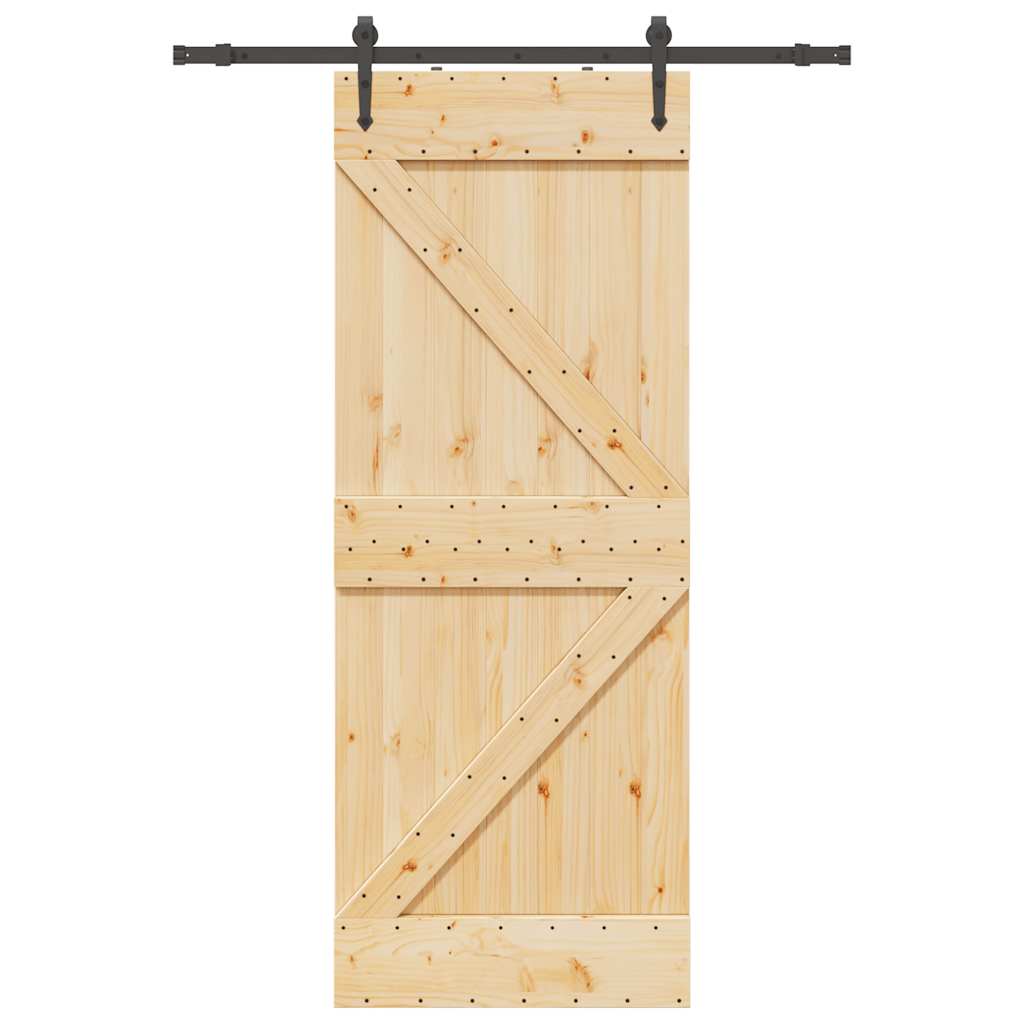 Skjutdörr med beslag 80x210 cm massiv furu