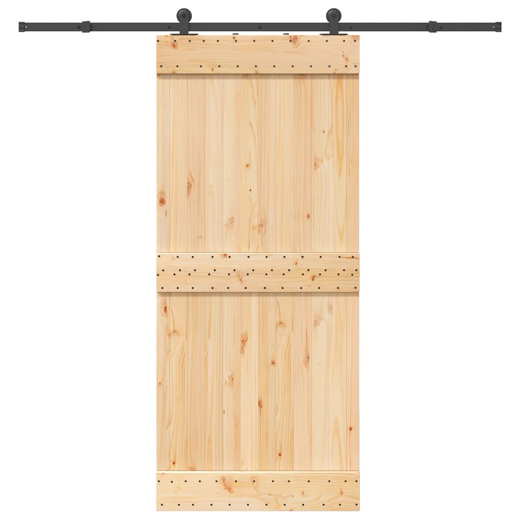 Skjutdörr med beslag 90x210 cm massiv furu