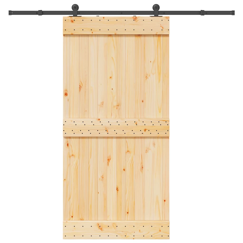 Skjutdörr med beslag 100x210 cm massiv furu