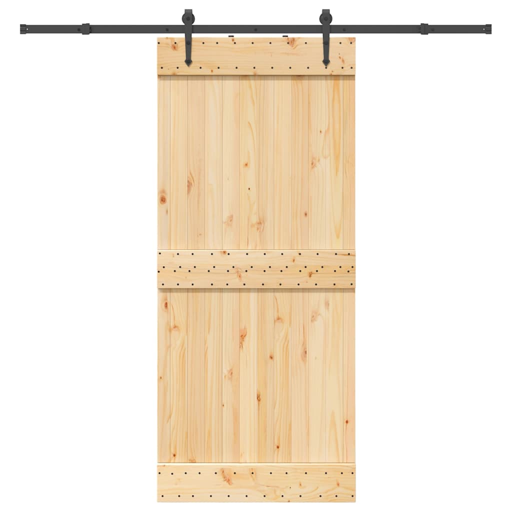 Skjutdörr med beslag 90x210 cm massiv furu