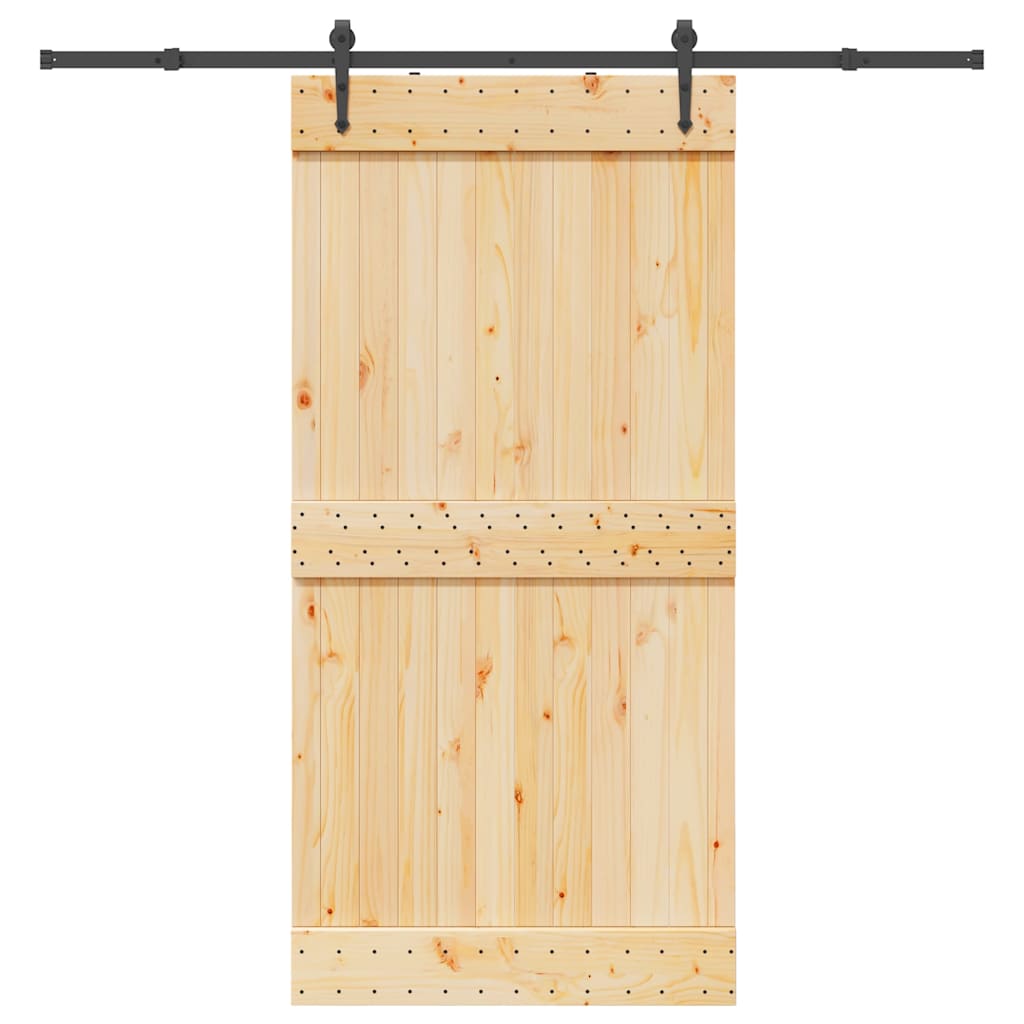 Skjutdörr med beslag 100x210 cm massiv furu