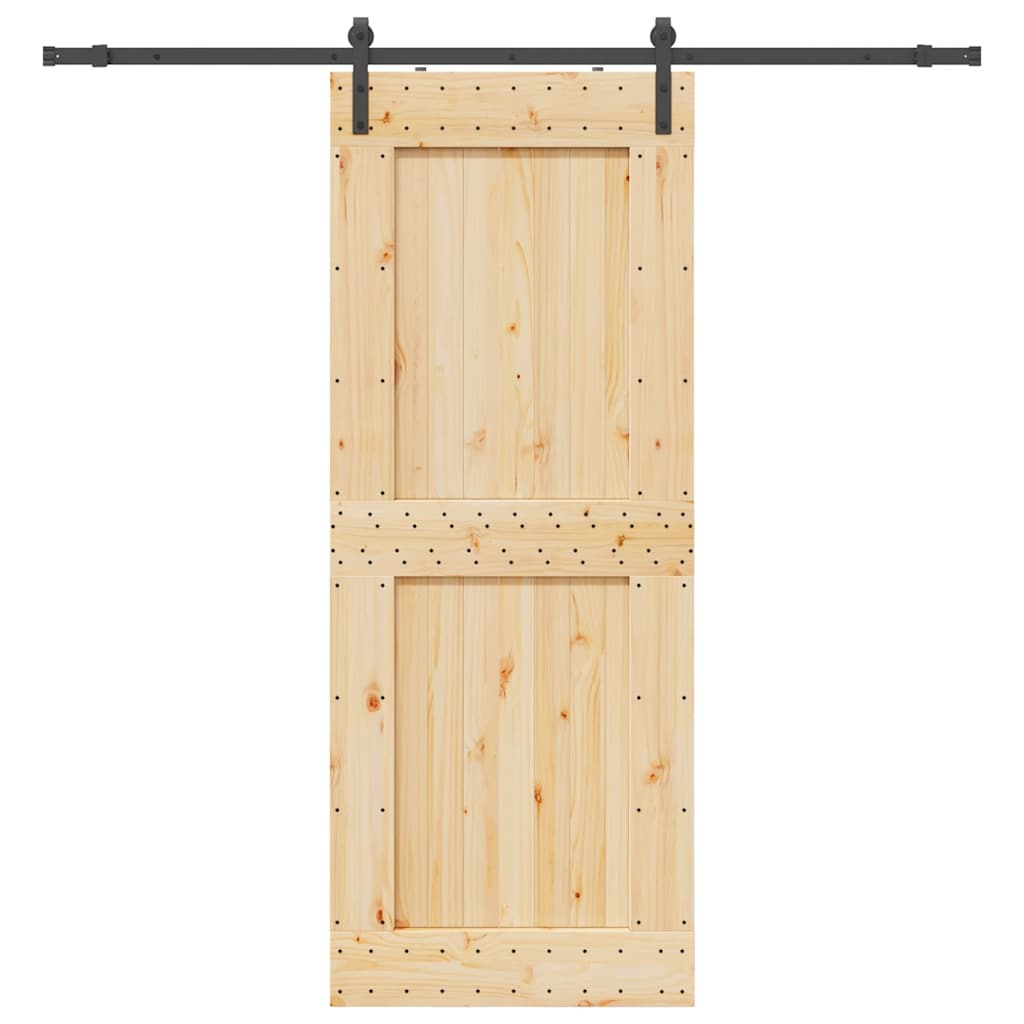 Skjutdörr med beslag 90x210 cm massiv furu