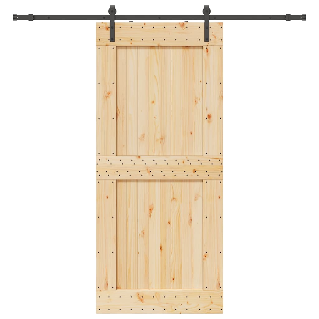 Skjutdörr med beslag 100x210 cm massiv furu