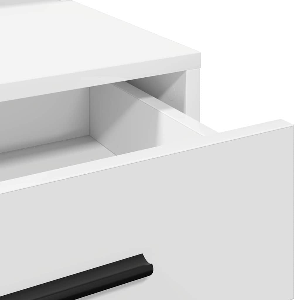 Smyckebord med låda Vit 79 x 41 x 135 cm Konstruerat trä