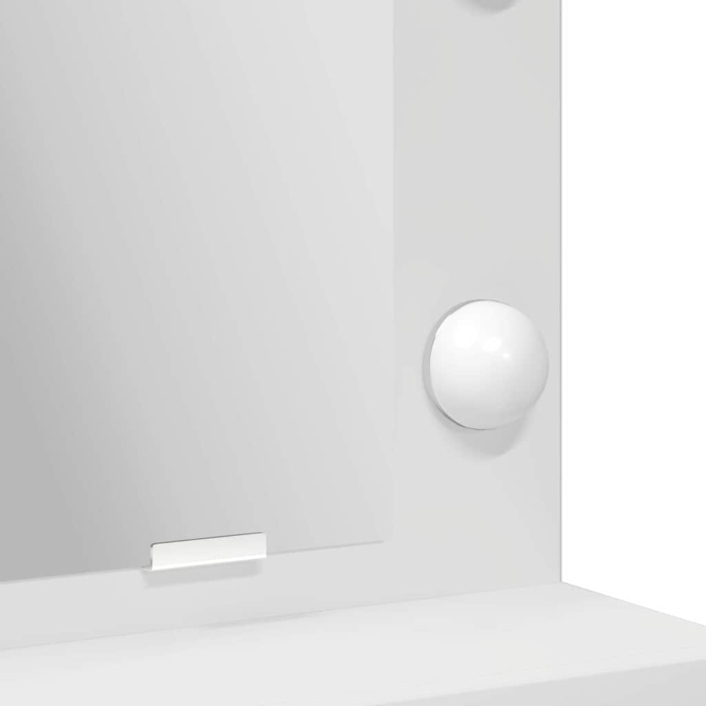 Smyckebord med låda Vit 79 x 41 x 135 cm Konstruerat trä