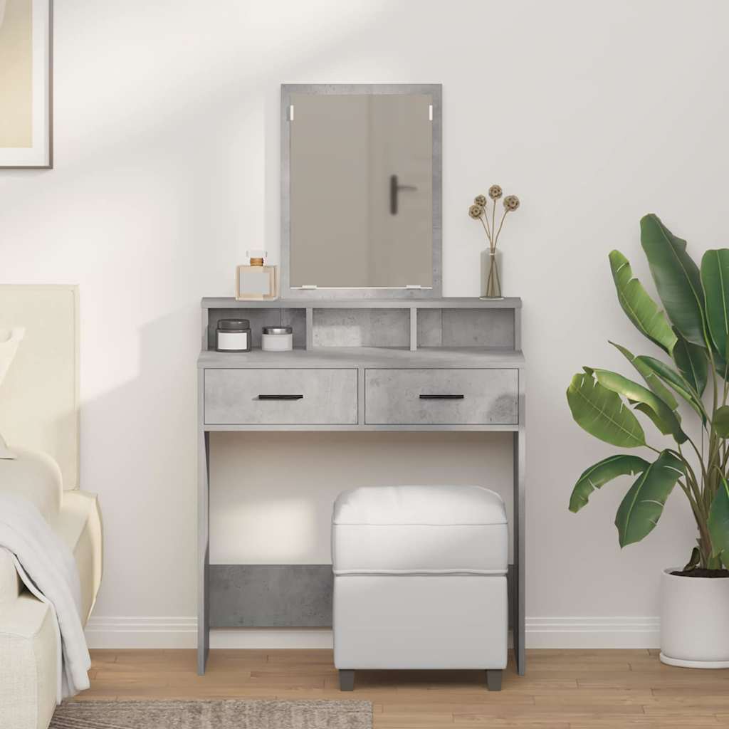 Smyckebord med låda Betonggrå 79 x 41 x 140 cm Konstruerat trä