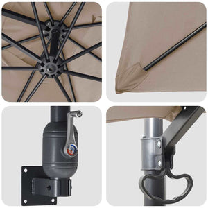 Trädgårdsparasol med LED -remsljus Taupe 248,5 x 247,5 x 160 cm