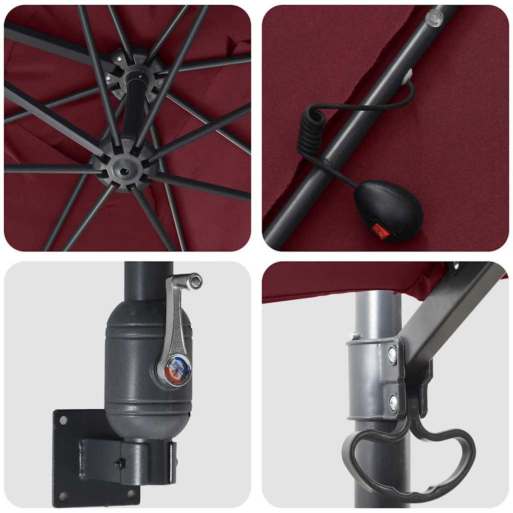 Trädgårdsparasol Bordeaux Röd 248,5 x 247,5 x 160 cm