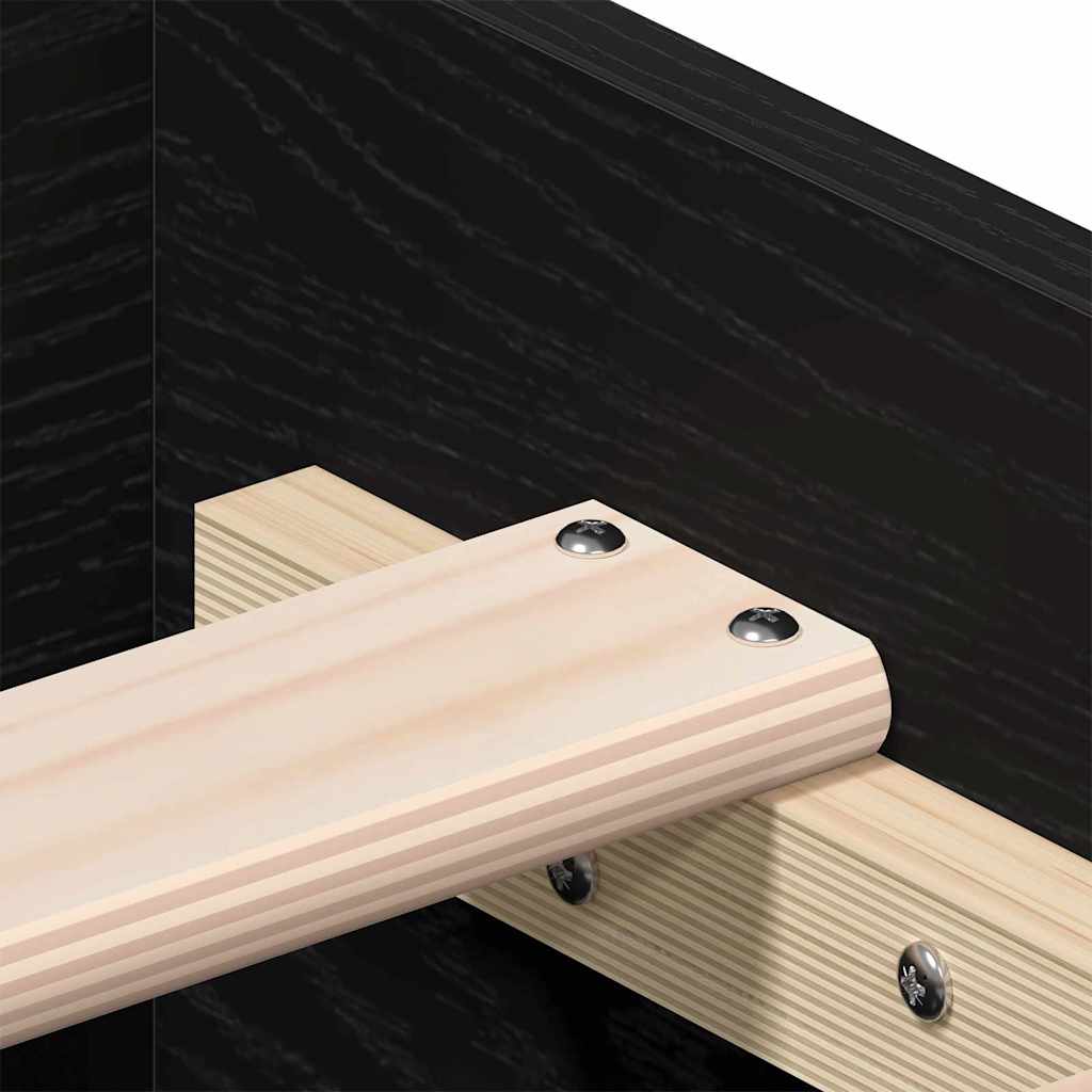 Sängram med låda Svart Ek 180 x 200 cm Konstruerat trä