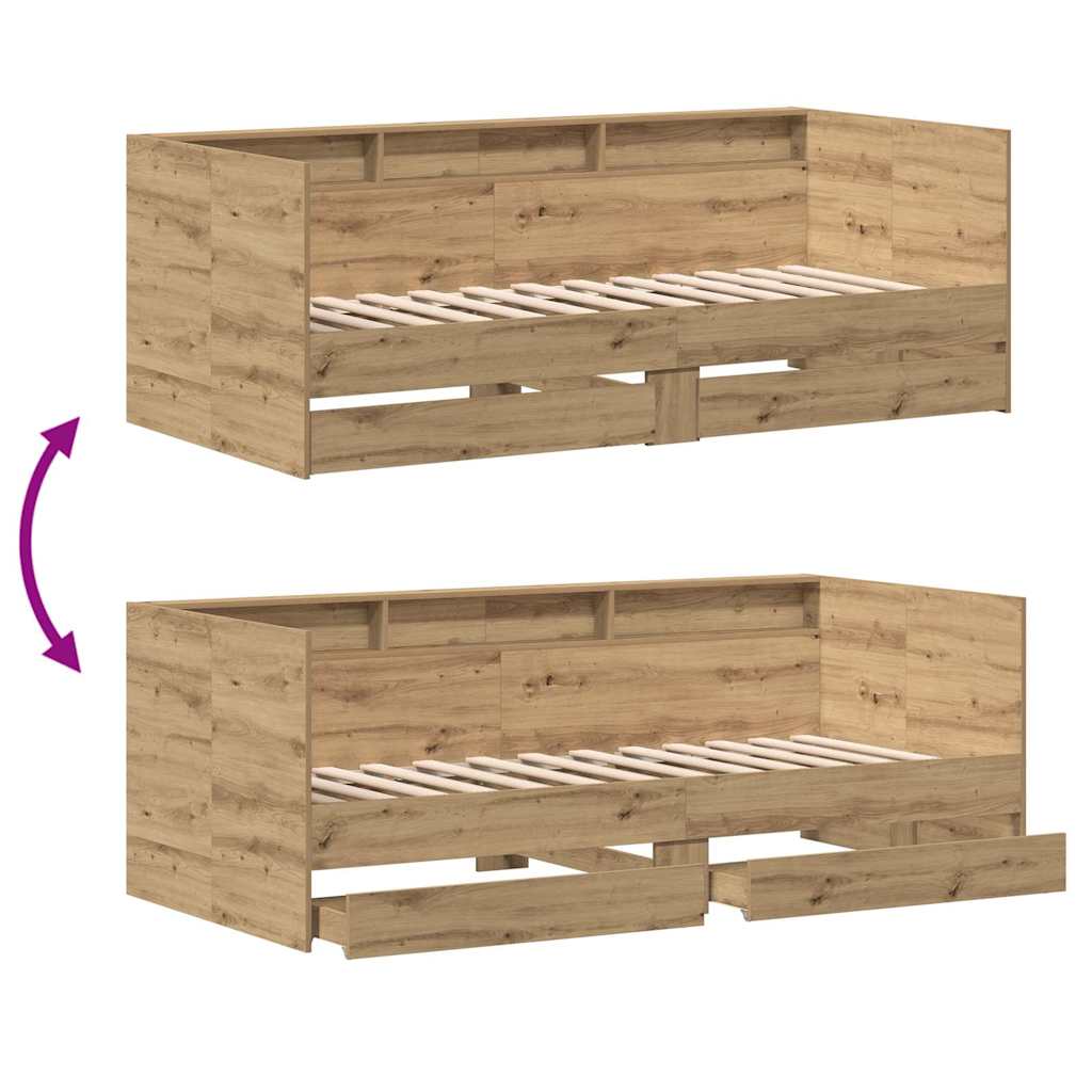 Sängsoffa med låda Artisan Ek 100 x 200 cm Konstruerat trä