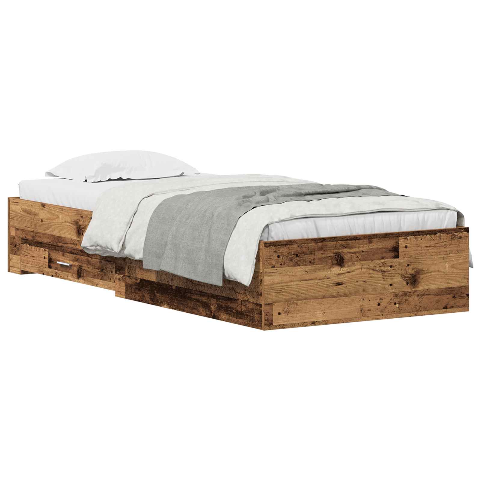 Sängram med låda Gammalt trä 90 x 200 cm Konstruerat trä