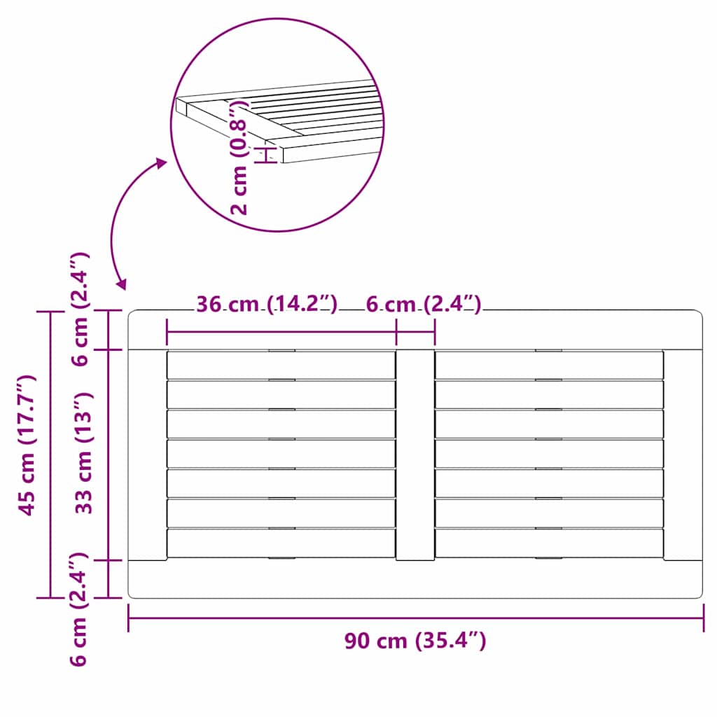 Bordsskiva Brun 90 x 45 x 2 cm Massivt Akaciaträ