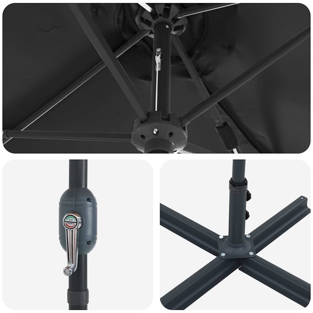 Trädgårdsparasol Svart 370 x 197 x 239 cm