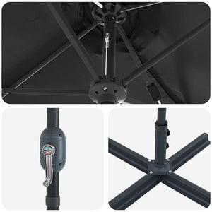 Trädgårdsparasol Svart 370 x 197 x 239 cm