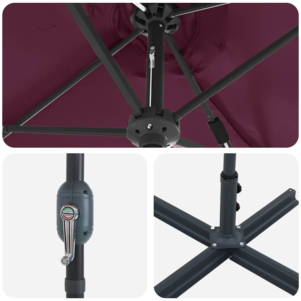 Trädgårdsparasol Bordeaux Röd 370 x 197 x 239 cm