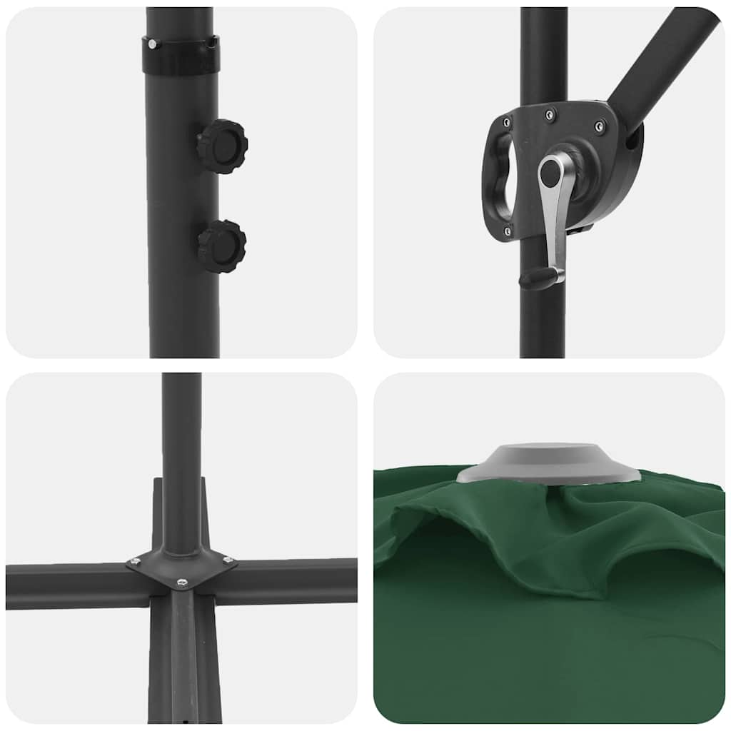 Parasoll Grön 372 x 198 x 243 cm Polyester och aluminium