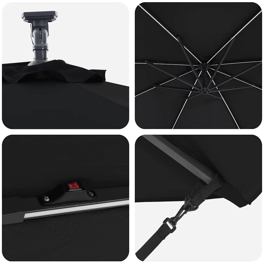 Parasoll Svart 294 x 294 x 248 cm Polyester och aluminium