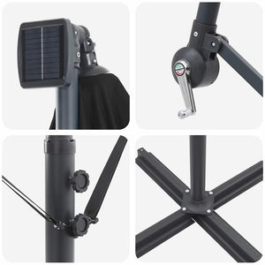 Parasoll Svart 294 x 294 x 248 cm Polyester och aluminium