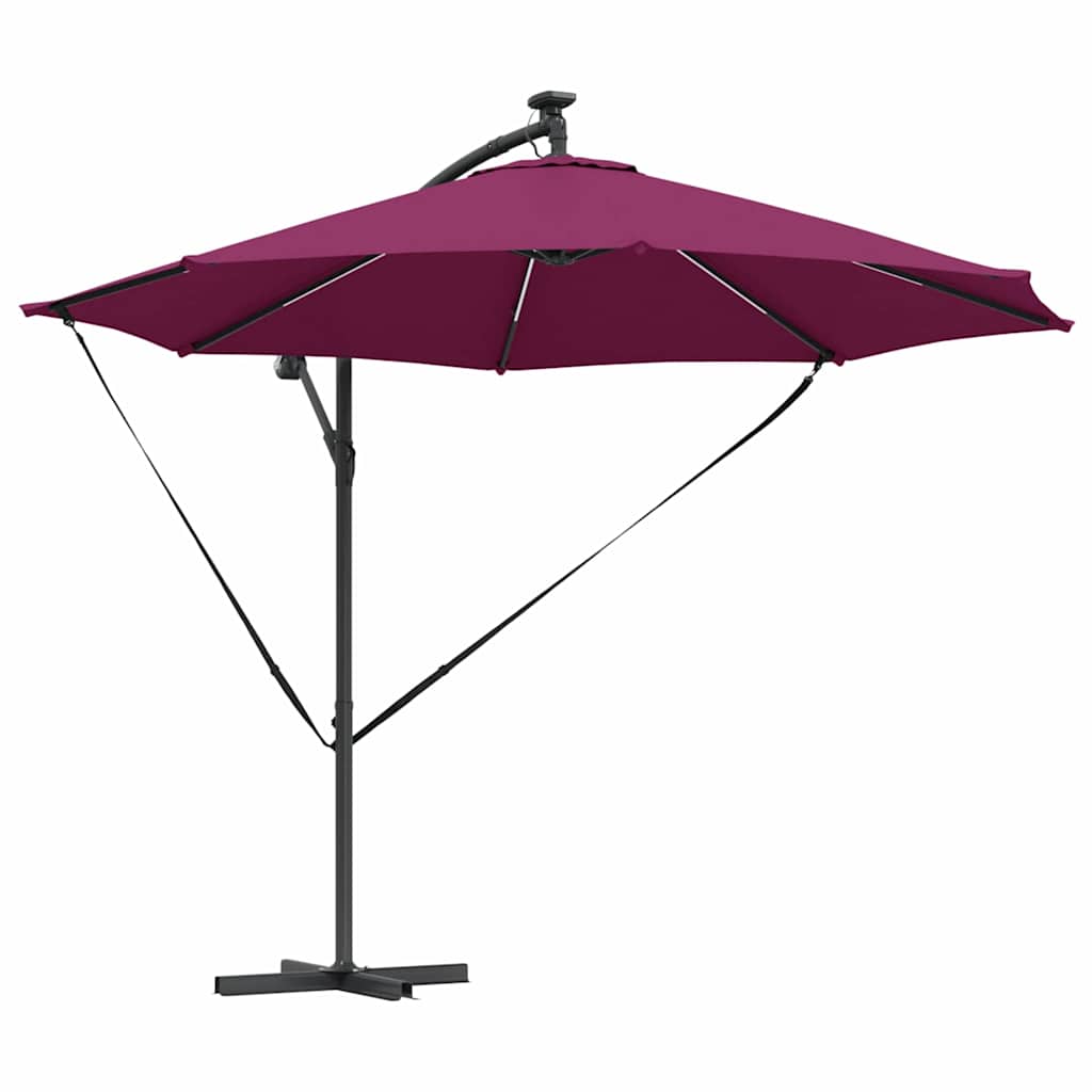 Parasoll med LED -remsljus Bordeaux Röd 294 x 294 x 248 cm