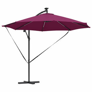 Parasoll med LED -remsljus Bordeaux Röd 294 x 294 x 248 cm