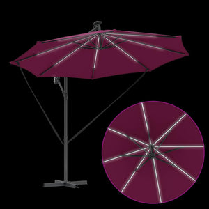 Parasoll med LED -remsljus Bordeaux Röd 294 x 294 x 248 cm