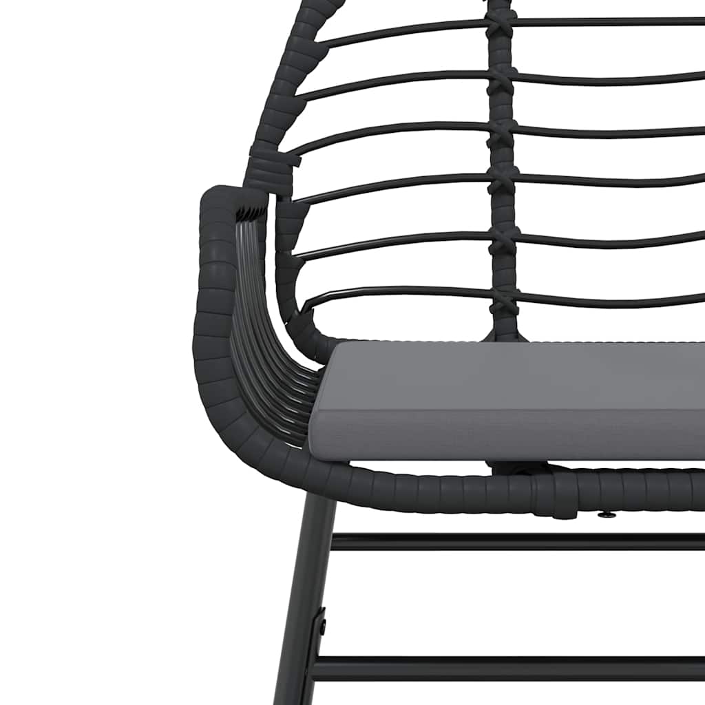 Matgrupp för trädgård med dynor 5 delar svart polyrotting glas