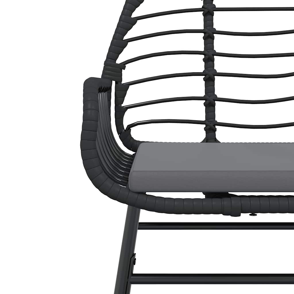 Matgrupp för trädgård med dynor 5 delar svart polyrotting glas