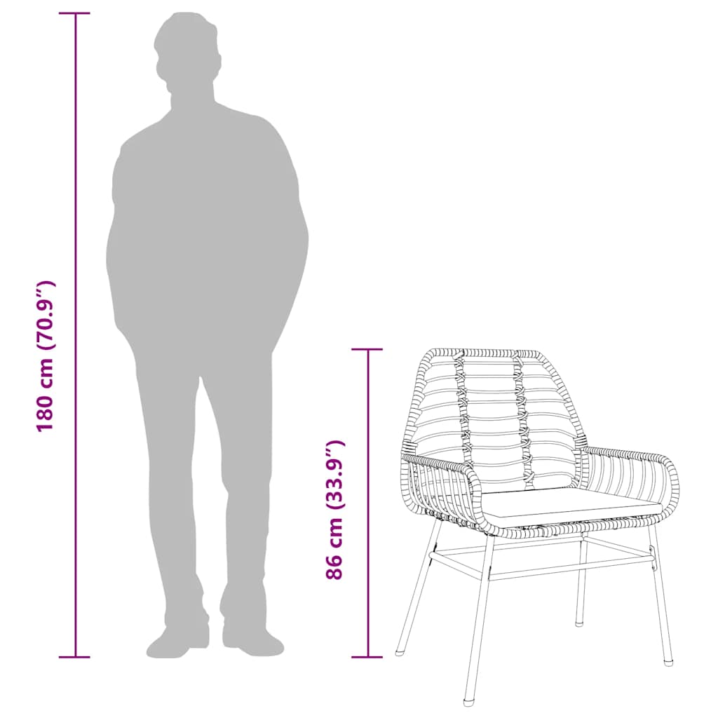 Matgrupp för trädgård med dynor 7 delar svart polyrotting glas