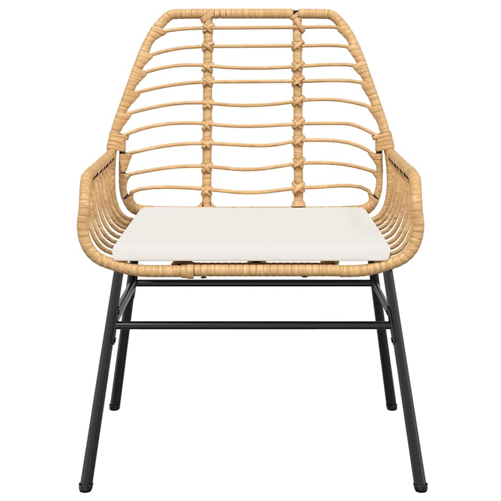 Matgrupp för trädgård med dynor 5 delar brun polyrotting glas