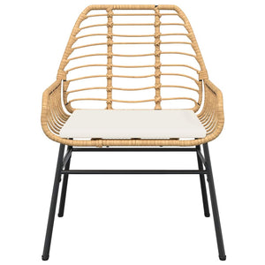 Matgrupp för trädgård med dynor 5 delar brun polyrotting glas