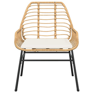 Matgrupp för trädgård med dynor 5 delar brun polyrotting glas