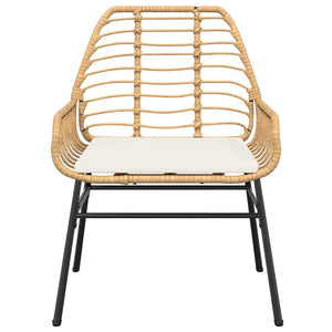 Matgrupp för trädgården med dynor 7 delar brun polyrotting glas