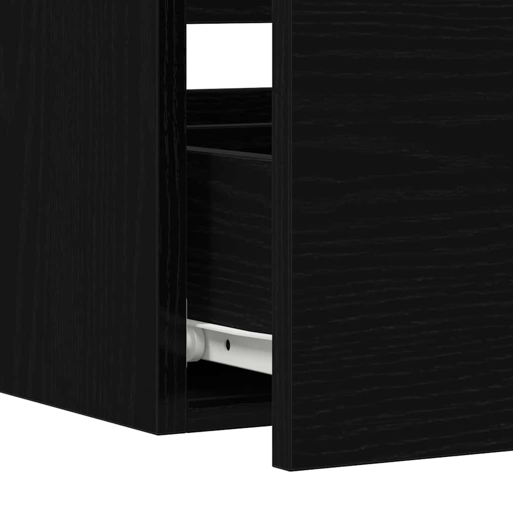 Badrumsmöbelset med låda 3 pcs Svart Ek Konstruerat trä