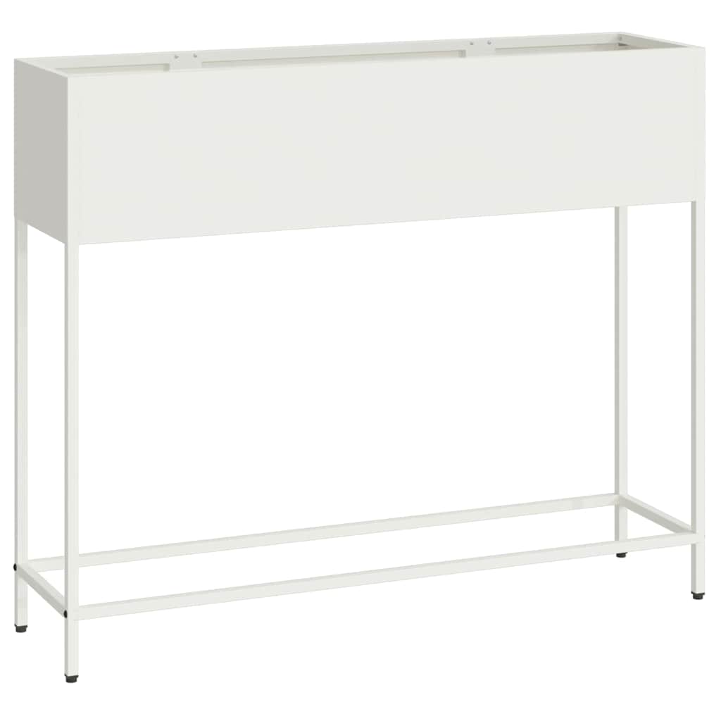 Höjdträdgårdsplanterare Vit 100 x 26 x 82 cm Stål