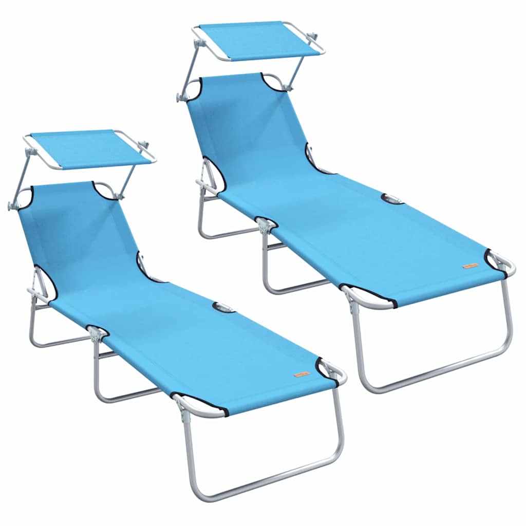 Solstol 2 st Polyester Ljusblå