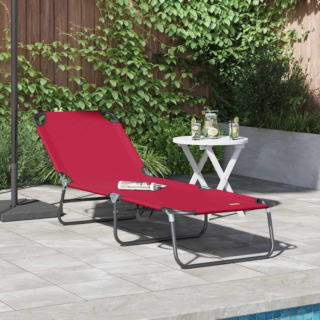 Hopfällbar solstol Röd 188 x 57 x 86,5 cm Polyester