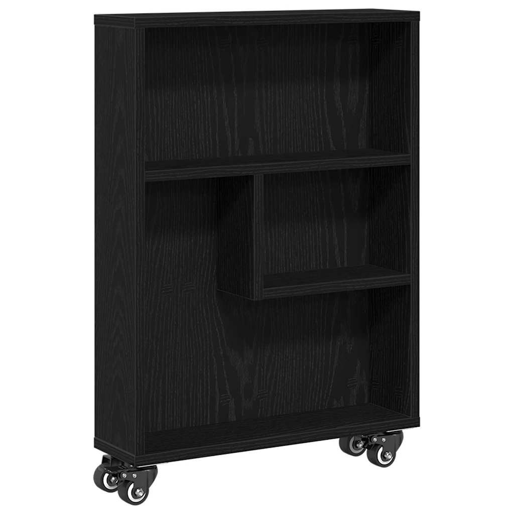 Smal förvaringsvagn 3 nivåer 48 x 13 x 68 cm Svart Ek