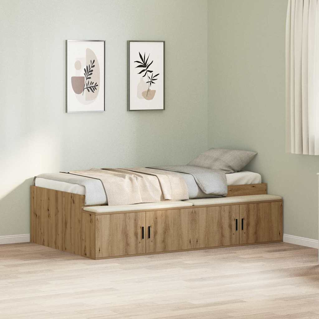 Sängram med låda Artisan Ek 90 x 200 cm Konstruerat trä