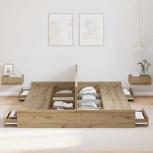 Förvaringssängram Artisan Ek 180 x 200 cm Konstruerat trä