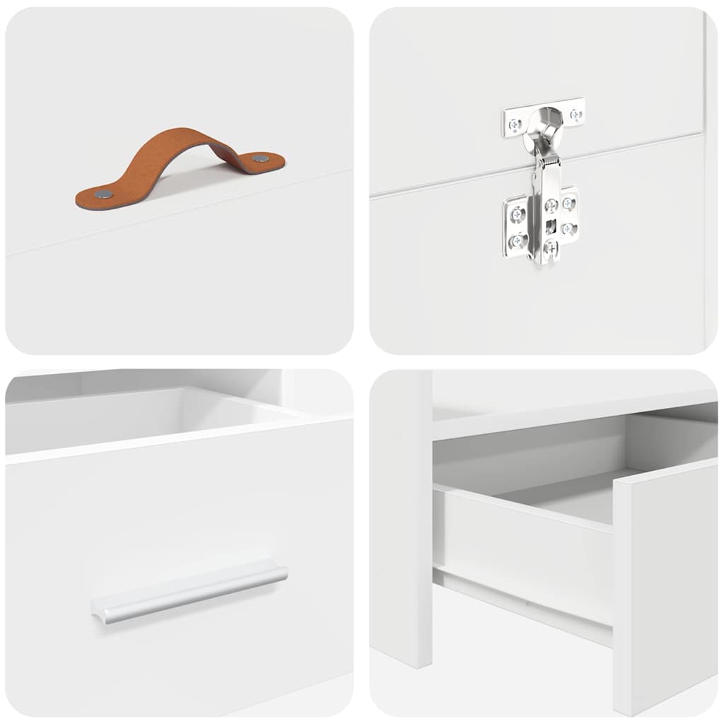 Förvaringssängram med låda Vit 140 x 200 cm Konstruerat trä