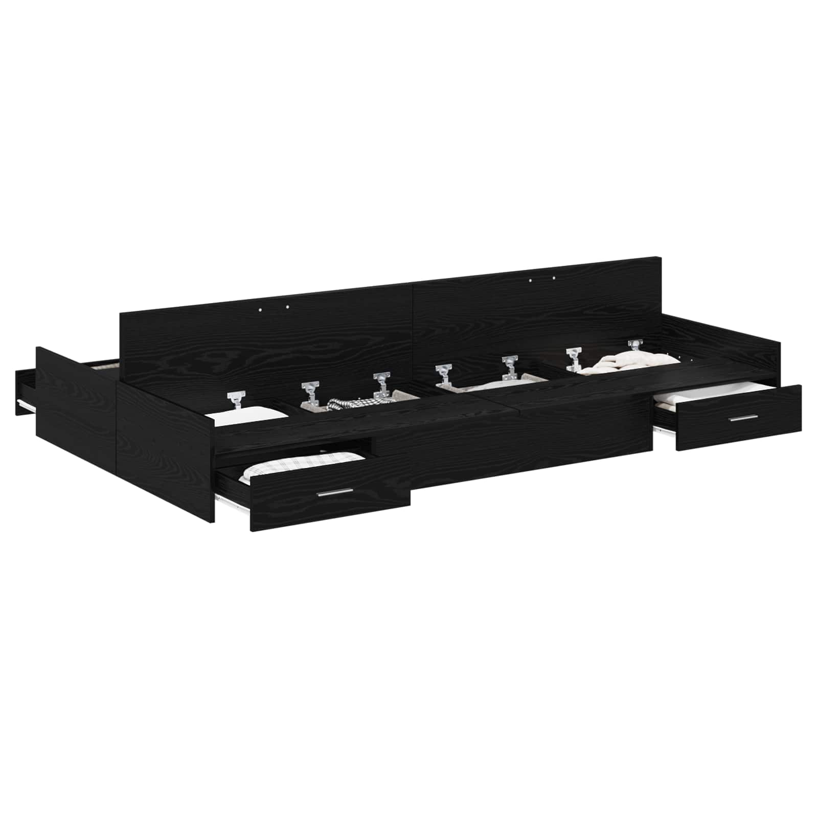 Förvaringssängram Svart Ek 120 x 200 cm Konstruerat trä