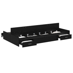 Förvaringssängram Svart Ek 120 x 200 cm Konstruerat trä