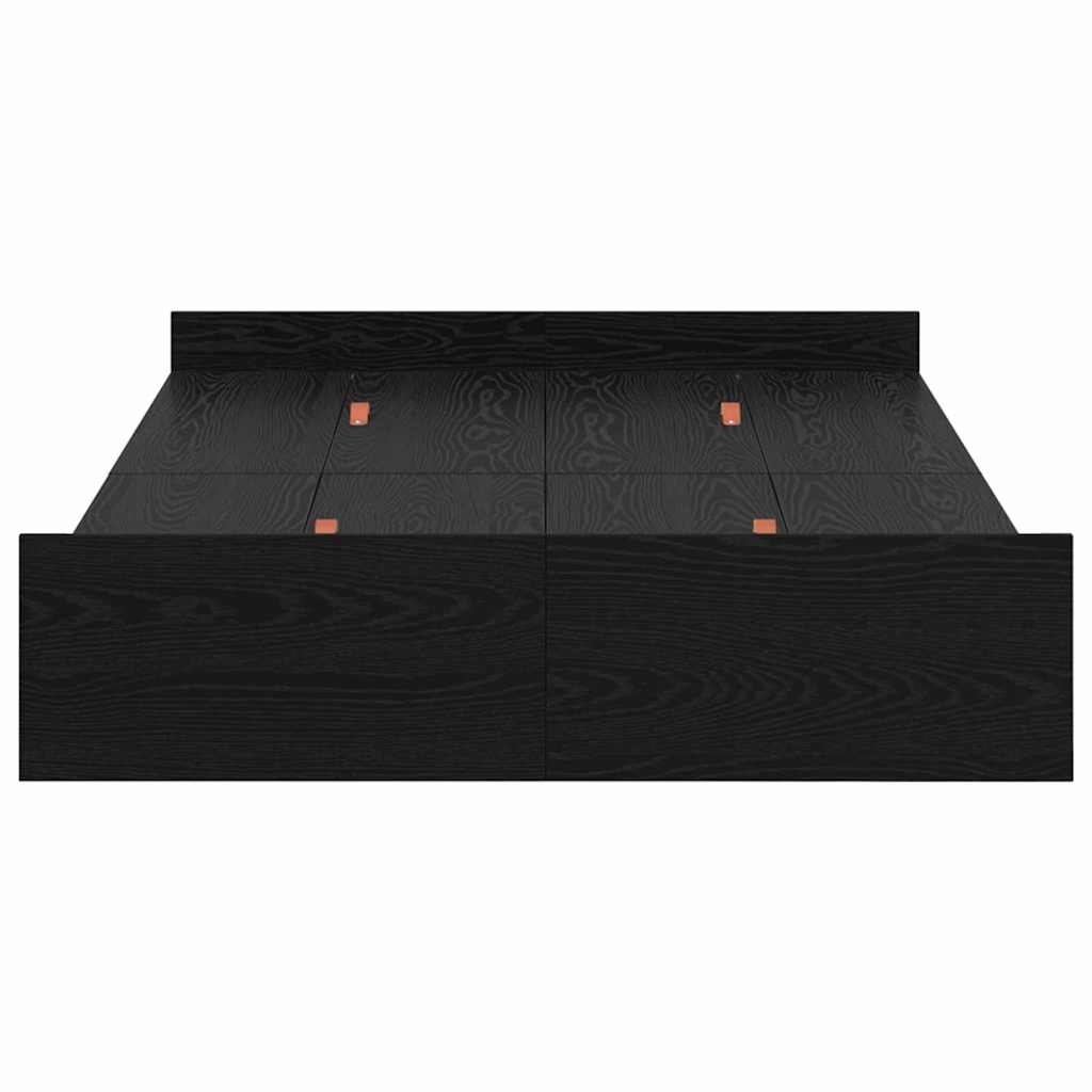 Förvaringssängram Svart Ek 120 x 200 cm Konstruerat trä