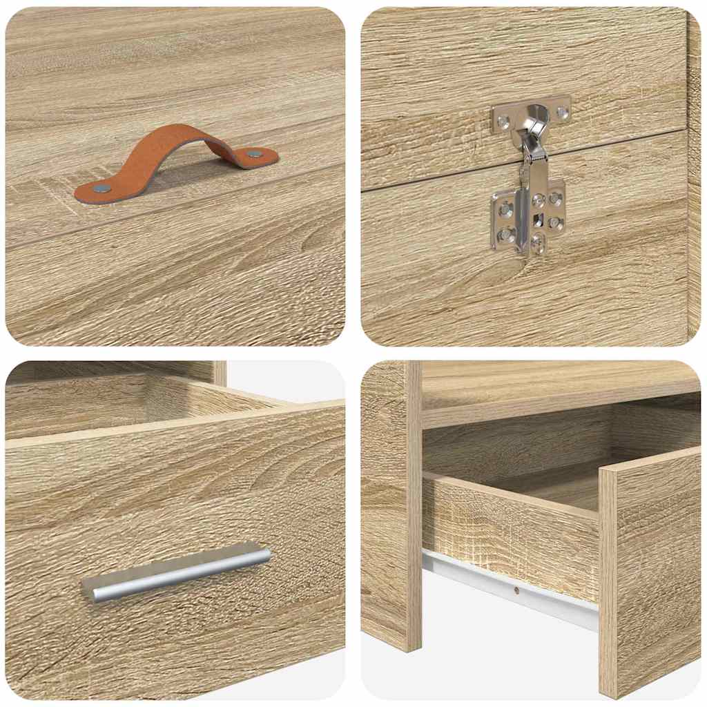 Förvaringssängram Sonoma-ek 140 x 190 cm Konstruerat trä