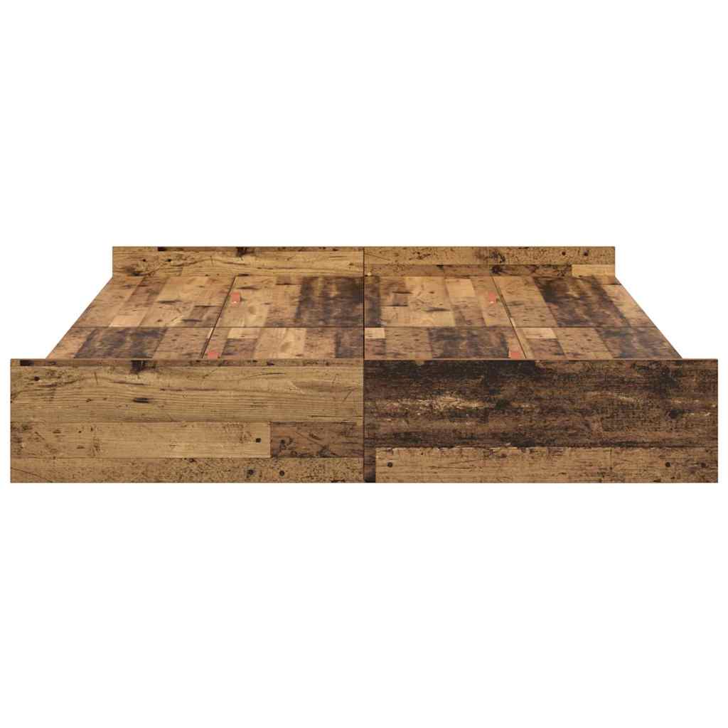 Förvaringssängram Gammalt trä 140 x 190 cm Konstruerat trä