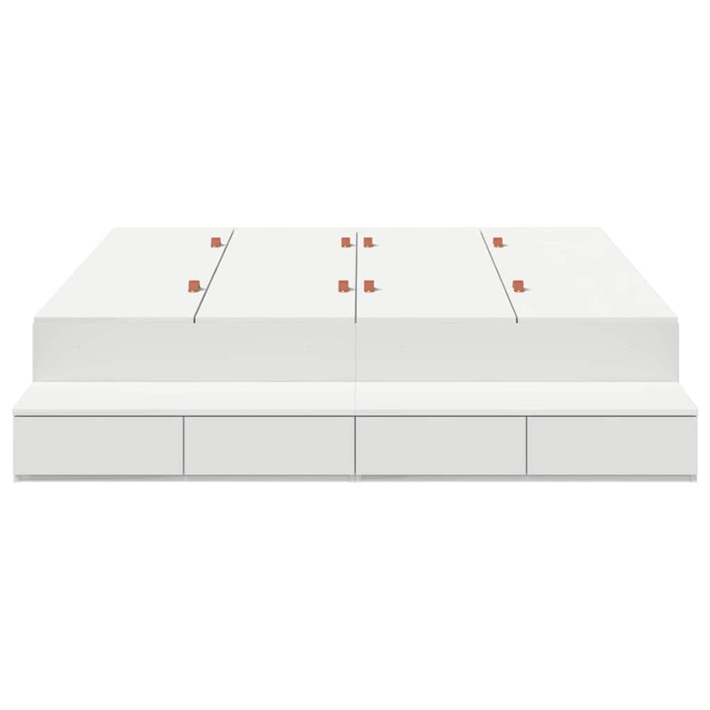 Förvaringssängram med låda Vit 150 cm Konstruerat trä