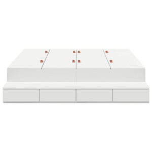 Förvaringssängram med låda Vit 150 cm Konstruerat trä