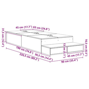 Förvaringssängram med låda Vit 90 cm Konstruerat trä